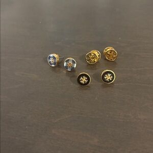 Tory Burch Gold and Black Stud Earrings